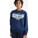 DeFacto Erkek Çocuk Bisiklet Yaka Baskılı Sweatshirt F2841A825AU - Lacivert-NV241 - Dropsuz - 9 - 10 Yaş