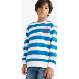 DeFacto Erkek Çocuk Bisiklet Yaka Çizgili Sweatshirt F4694A825AU - Blue - Dropsuz - 5 - 6 Yaş