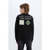 DeFacto Erkek Çocuk Bisiklet Yaka Sırt Baskılı Sweatshirt D3035A824WN