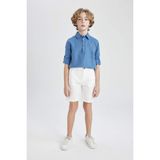 DeFacto Erkek Çocuk Cepli Basic Düz Gabardin Şort C2955A824SM - Beyaz-WT32 - 13 - 14 Yaş