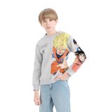 DeFacto Erkek Çocuk Dragon Ball New Bisiklet Yaka Sırt Baskılı Sweatshirt, 7-8 Yaş, D6814A824WN, Gri-GR297, erkek-çocuk