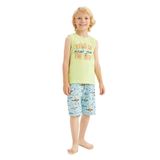DeFacto Erkek Çocuk Erkek Çocuk Baskılı Kolsuz Pijama Takım, Yeşil, 6/7 Y