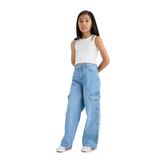 DeFacto Erkek Çocuk Geniş Paça Kargo Cepli Jean Pantolon, 13-14 Yaş, E5879A825AU, Mavi-NM39, Erkek Çocuklar