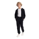 DEFACTO Erkek Çocuk Jogger Pantolon, Yüksek Bel, Siyah, 8-9 Yaş