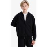 DeFacto Erkek Çocuk Kapüşonlu Basic Düz Okul Fermuarlı Sweatshirt X7382A625WN - 5 - 6 Yaş - Siyah-BK81