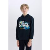 DeFacto Erkek Çocuk Kapüşonlu Baskılı İçi Yumuşak Tüylü Sweatshirt D6218A824CW