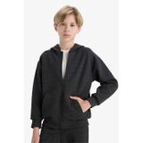 Defacto Erkek Çocuk Kapüşonlu Okul Fermuarlı Sweatshirt E9397a825auar39 Antrasit