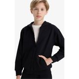 DeFacto Erkek Çocuk Kapüşonlu Okul Fermuarlı Sweatshirt X5844A625AU - 5 - 6 Yaş - Siyah-BK81