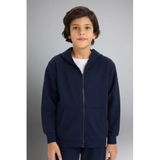 DeFacto Erkek Çocuk Kapüşonlu Pike Hırka, 7-8 Yaş, B6503A826SP, Lacivert-NV135, Erkek Çocuklar