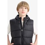 Defacto Erkek Çocuk Kapüşonlu Şişme Yelek, 5/6 Yaş (116cm), C4334A825AU, Siyah, Erkek Çocuklar