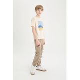 DeFacto Erkek Çocuk Kargo Cepli Standart Paça Gabardin Jogger Pantolon D6314A825SP - 8 - 9 Yaş - Kahve-BN294