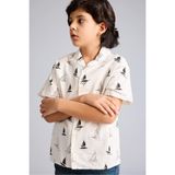 DeFacto Erkek Çocuk Kısa Kol Desenli Oversize Gömlek, 8-9 Yaş, G6739A826SM, Ekru-ER105, Erkek Çocuk