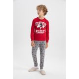 DeFacto Erkek Çocuk Looney Tunes Baskılı Uzun Kollu Pijama Takımı, Kırmızı, 11-12 Yaş