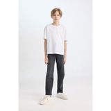 DeFacto Erkek Çocuk Loose Fit Düz Paça Cepli Basic Düz Jean Pantolon C3698A824WN - Antrasit-NM36 - 8 - 9 Yaş