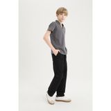 DeFacto Erkek Çocuk Loose Fit Standart Paça Kargo Cepli Basic Düz Gabardin Siyah Pantolon C7580A824WN