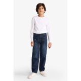 Defacto Erkek Çocuk Loose Fit Yırtık Detaylı Düz Paça Jean Pantolon G3069a825wnnm34 Mavi