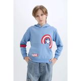 DeFacto Erkek Çocuk Marvel Avengers Kapüşonlu Sweatshirt D4717A8NS - 8 - 9 Yaş - Mavi-BE756
