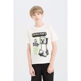 DeFacto Erkek Çocuk Minecraft Bisiklet Yaka Kısa Kollu Tişört E3096A825SM - Beyaz-WT32 - 7 - 8 Yaş