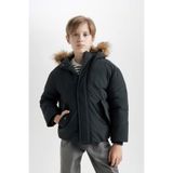 DEFACTO Erkek Çocuk Mont, Oversize Kalıp, Koyu Yeşil, 13-14 Yaş