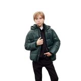DEFACTO Erkek Çocuk Mont, Oversize Kalıp, Koyu Yeşil, 9-10 Yaş