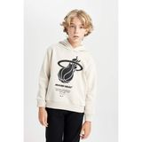 DeFacto Erkek Çocuk NBA Miami Heat Kapüşonlu Sweatshirt D3143A824AU - Ekru-ER37 - 11 - 12 Yaş