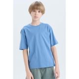 DeFacto Erkek Çocuk Oversize Geniş Kalıp Bisiklet Yaka Basic Düz Kısa Kollu Tişört B5927A825SMBE105