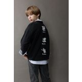 DeFacto Erkek Çocuk Oversize Geniş Kalıp Bisiklet Yaka Sırt Baskılı Yıkamalı Soluk Efektli Sweatshirt D8494a