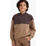DeFacto Erkek Çocuk Oversize Geniş Kalıp Kapüşonlu Baskılı İçi Yumuşak Tüylü Sweatshirt G5541A825CW - Kahve-BN340 - 8 - 9 Yaş