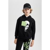 DeFacto Erkek Çocuk Oversize Geniş Kalıp Kapüşonlu Baskılı Sweatshirt C0358A823CW