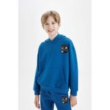 DeFacto Erkek Çocuk Oversize Geniş Kalıp Kapüşonlu Cepli Kalın Okul Sweatshirt D1644A824AUBE183
