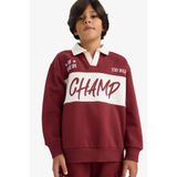 DeFacto Erkek Çocuk Oversize Geniş Kalıp Polo Yaka Baskılı İçi Yumuşak Tüylü Sweatshirt G4384A825WN