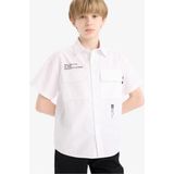 DeFacto Erkek Çocuk Oversize Geniş Kalıp Polo Yaka Baskılı Poplin Kısa Kollu Gömlek E5034A825SM