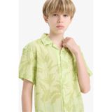 DeFacto Erkek Çocuk Oversize Geniş Kalıp Polo Yaka Desenli Viskon Kısa Kollu Gömlek F5673A825HS