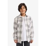 Defacto Erkek Çocuk Oversize Geniş Kalıp Polo Yaka Ekose Desenli Flanel Uzun Kollu Gömlek G3297a825wngr91 Gri-gr91