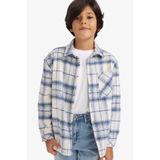 DeFacto Erkek Çocuk Oversize Geniş Kalıp Polo Yaka Ekose Desenli Flanel Uzun Kollu Gömlek G4917A825CW