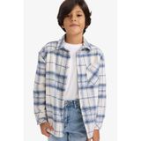 Defacto Erkek Çocuk Oversize Geniş Kalıp Polo Yaka Ekose Desenli Flanel Uzun Kollu Gömlek G4917a825cwın179 İndigo-ın179