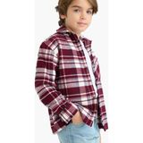 DeFacto Erkek Çocuk Oversize Geniş Kalıp Polo Yaka Kareli Uzun Kollu Gömlek F1435A825AU - 13 - 14 Yaş - Bordo-BR169