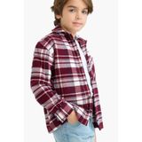 DeFacto Erkek Çocuk Oversize Geniş Kalıp Polo Yaka Kareli Uzun Kollu Gömlek F1435A825AU