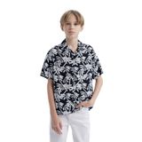 DeFacto Erkek Çocuk Oversize Polo Yaka Desenli Kısa Kollu Gömlek Lacivert, 7-8 Yaş, E2969A825SM, Lacivert-NV146, Erkek Çocuk