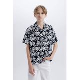 DeFacto Erkek Çocuk Oversize Polo Yaka Desenli Kısa Kollu Gömlek Lacivert, 9-10 Yaş, E2969A825SM, Lacivert-NV146, Erkek Çocuk