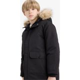 DeFacto Erkek Çocuk Parka Mont Çıkarılabilir Suni Kürk Yaka Kapüşonlu Pelüş Astar C8783A825WN - Siyah-BK27 - Dropsuz - 9 - 10 Yaş