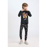 DeFacto Erkek Çocuk Pijama Takım Baskılı Uzun Kollu Üst Beli Lastikli Desenli Uzun Alt D5214A824WNBK53