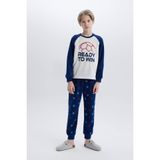 DeFacto Erkek Çocuk Polar Pijama Takımı Baskılı Uzun Kollu Üst Beli Lastikli Uzun Alt