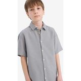 DeFacto Erkek Çocuk Polo Yaka Dokulu Kısa Kollu Gömlek E7003A825HS - Gri-GR265 - 9 - 10 Yaş