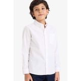 Defacto Erkek Çocuk Polo Yaka Oxford Uzun Kollu Basic Düz Gömlek W3215a626spwt34 Beyaz-wt34