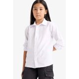 Defacto Erkek Çocuk Polo Yaka Poplin Uzun Kollu Gömlek G1487a825auwt36 Beyaz