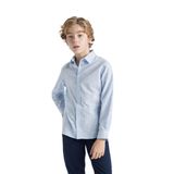 DeFacto Erkek Çocuk Polo Yaka Poplin Uzun Kollu Gömlek Mavi 5/6 Yaş
