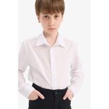 Defacto Erkek Çocuk Polo Yaka Poplin Uzun Kollu Gömlek Y1302a625auwt36 Beyaz