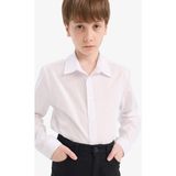 DeFacto Erkek Çocuk Polo Yaka Poplin Uzun Kollu Okul Gömleği Y1302A625AU - 9 - 10 Yaş - Beyaz-WT36