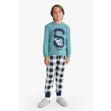 Defacto Erkek Çocuk Snoopy Pijama Takımı Uzun Kollu Üst Uzun Alt F3352a825wngn1164 Yeşil